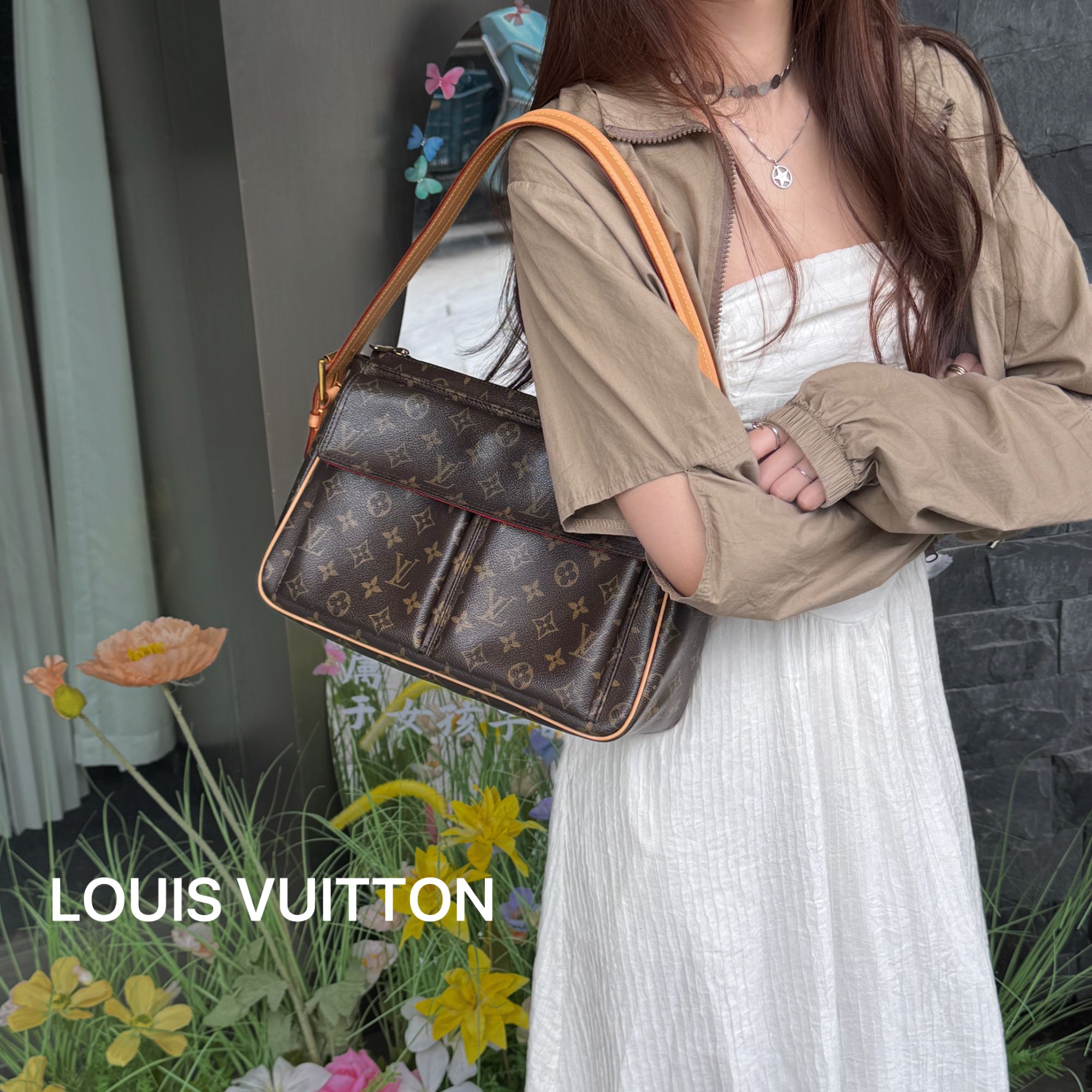95新 LouisVuitton/路易威登 L229经典老花百搭单肩包包95新