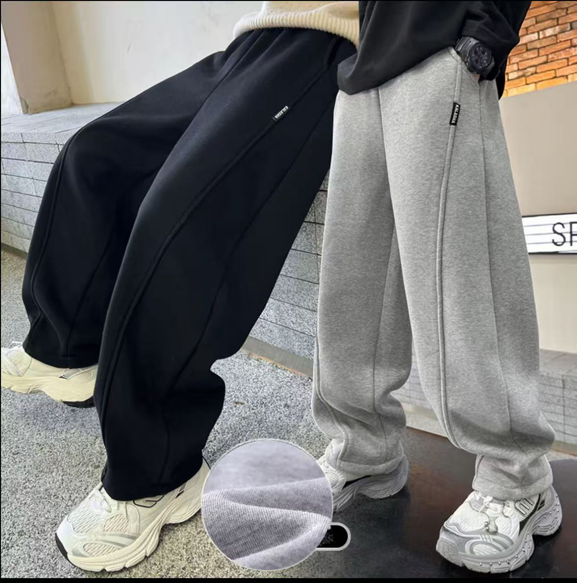 201177童装男童休闲卫裤2025冬宝宝韩版潮酷洋气休闲加绒男童卫裤