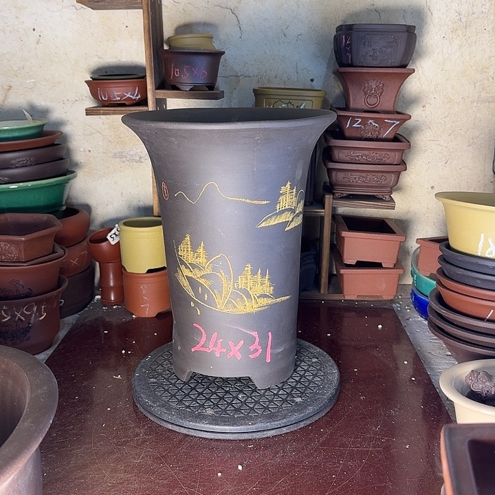 紫砂花盆，手工制作