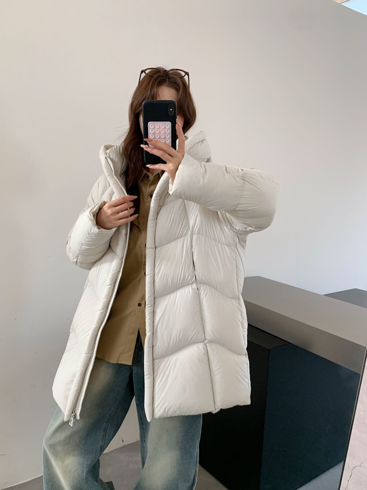 POLIHONE【95白鸭绒】新款冬季宽松休闲百搭中长款羽绒服连帽8659