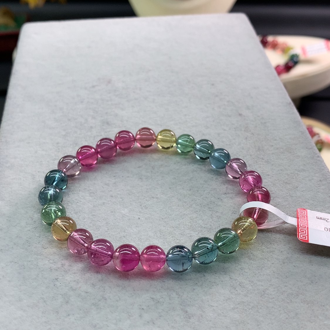 【闪购商品】碧玺手链未镶嵌碧玺荧光色标单圈7.2