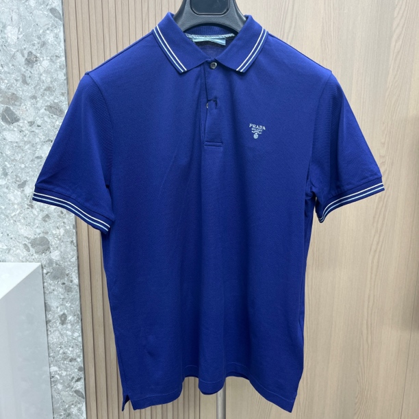 未使用 Prada/普拉达 男款短袖Polo衫 领口条纹拼接