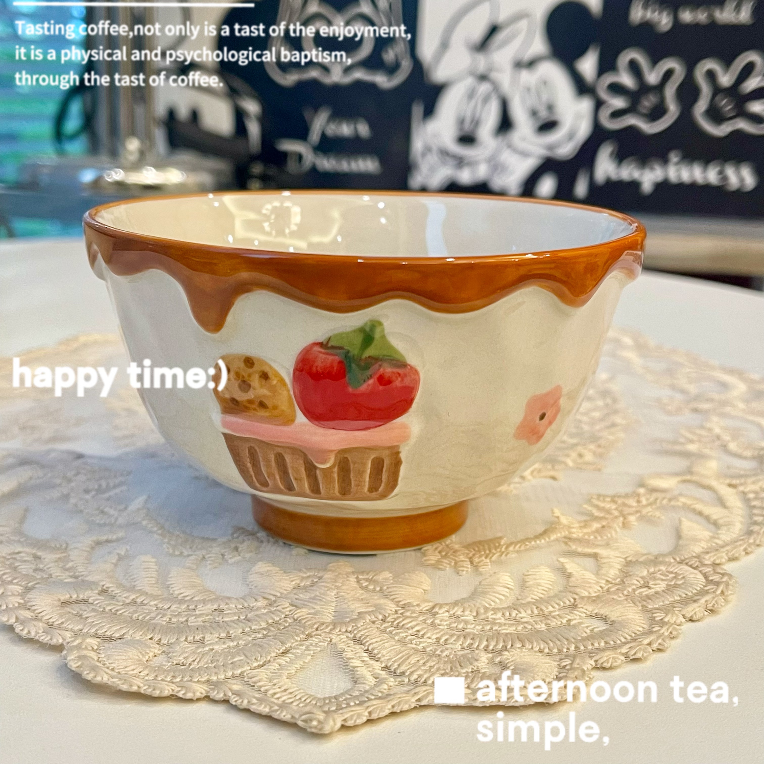 海派甜心4.5英寸米饭碗沙拉碗陶瓷餐具家用可爱创意米饭碗酸奶碗