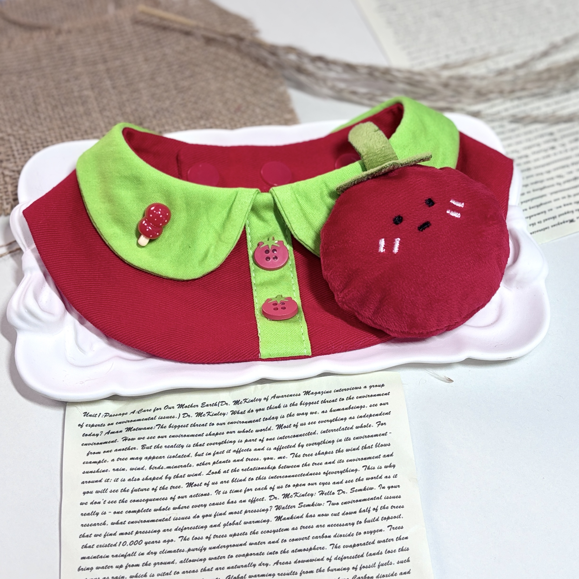 Six Pets原创宠物可爱番茄围兜围脖口水巾猫狗通用