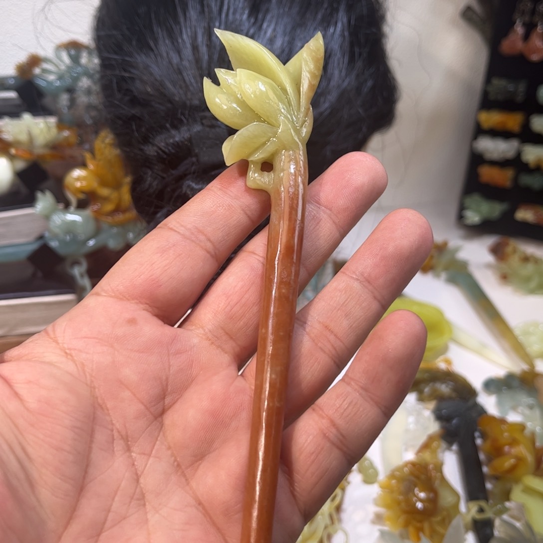 蛇纹石玉发簪合金