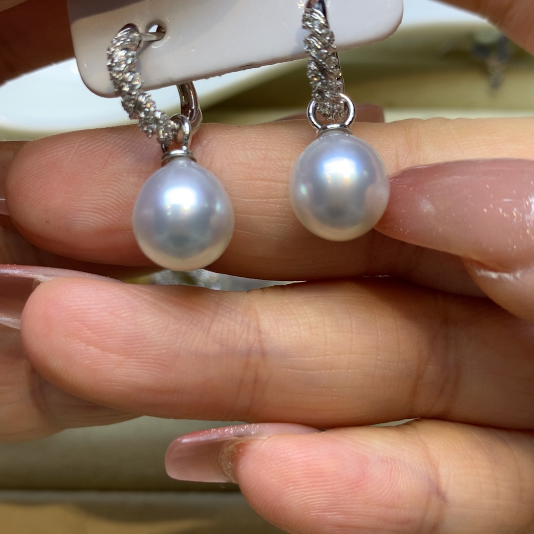 银S925镶嵌耳饰海水珍珠