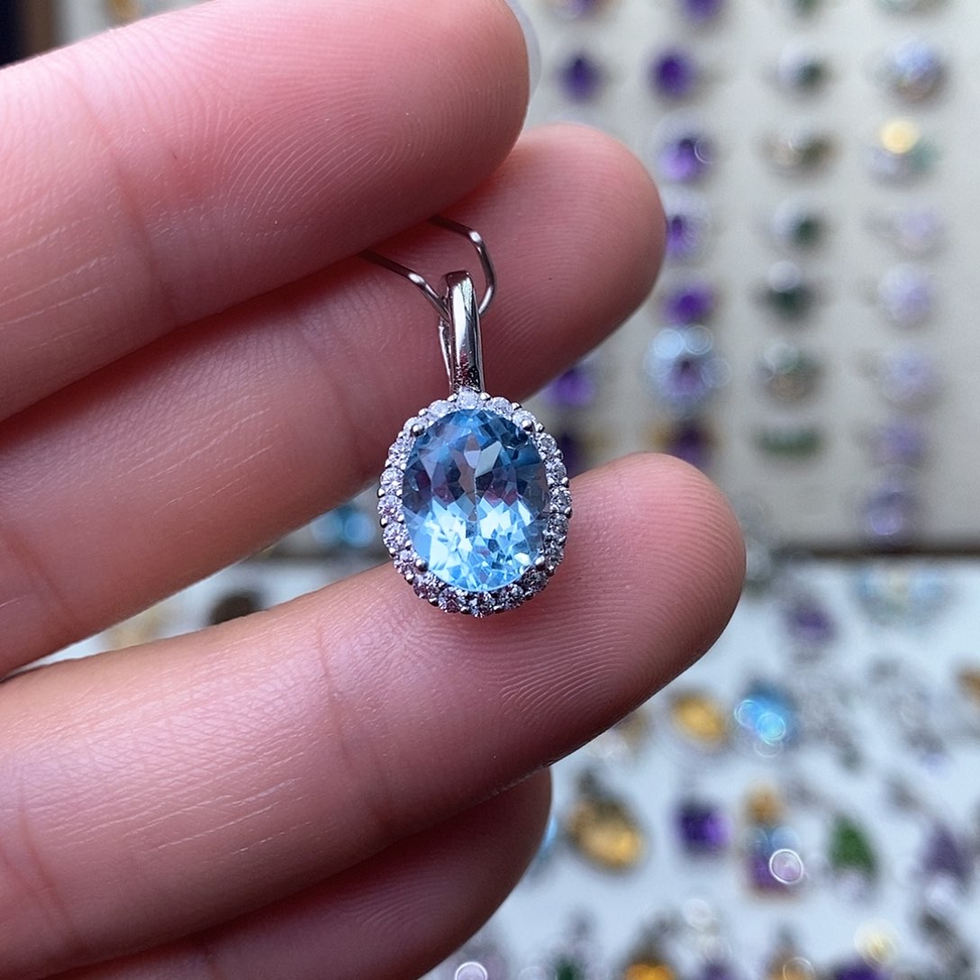 托帕石吊坠(不含链)银S925镶嵌需要证书备注