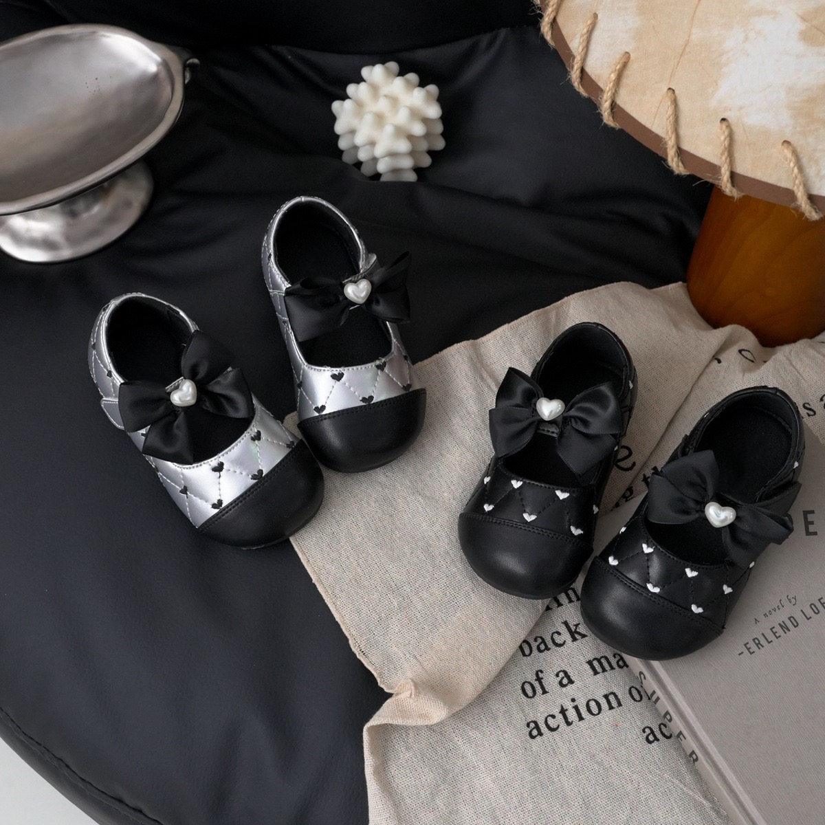 2025春秋新款小香风爱心蝴蝶结公主鞋软底学步鞋韩版时尚小皮鞋潮