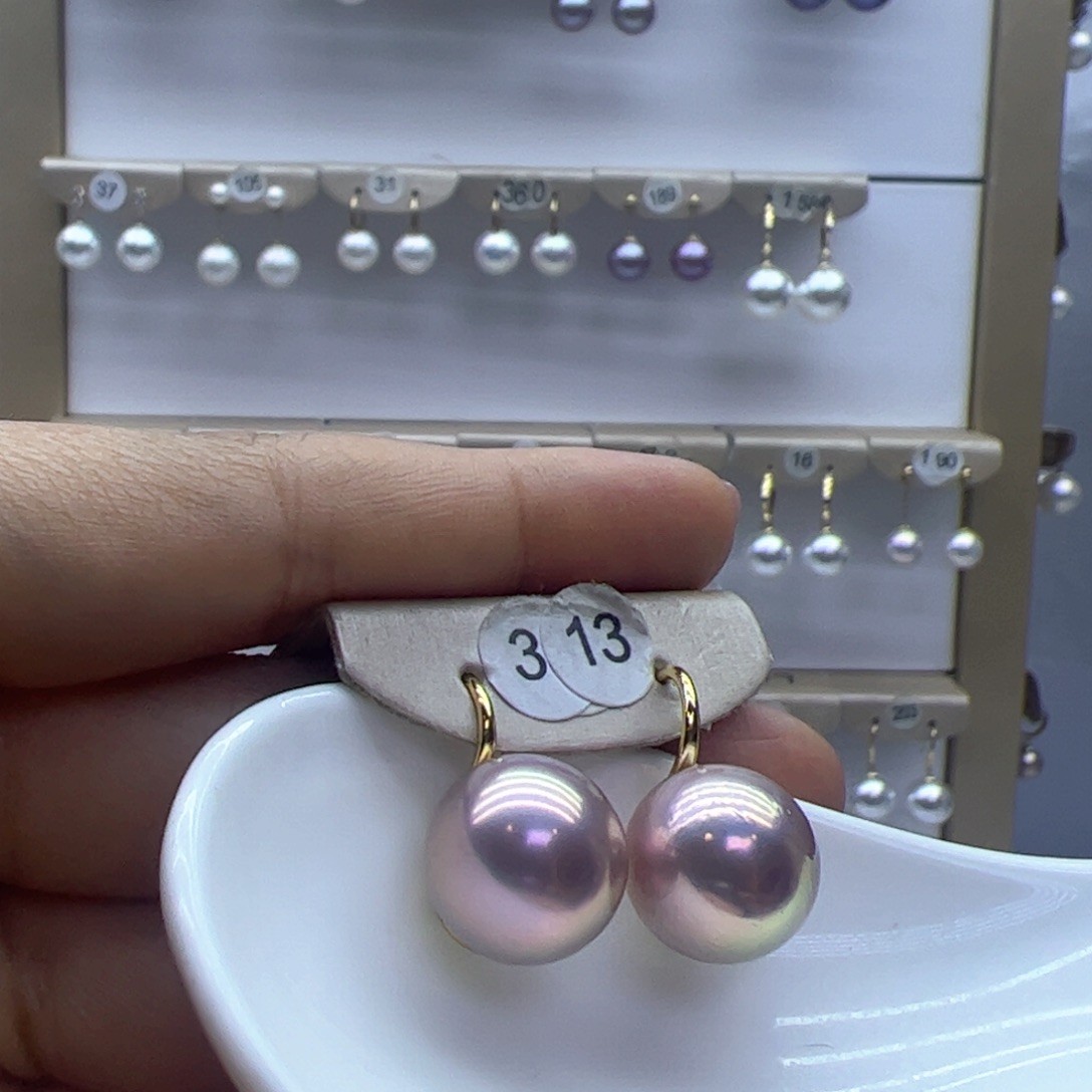 淡水珍珠耳饰18K金镶嵌