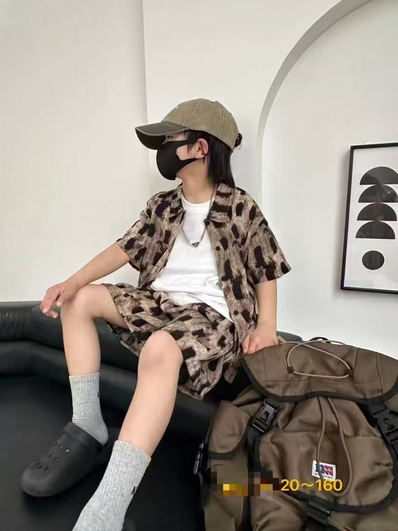新款中大童夏季短袖裙子套装男女童