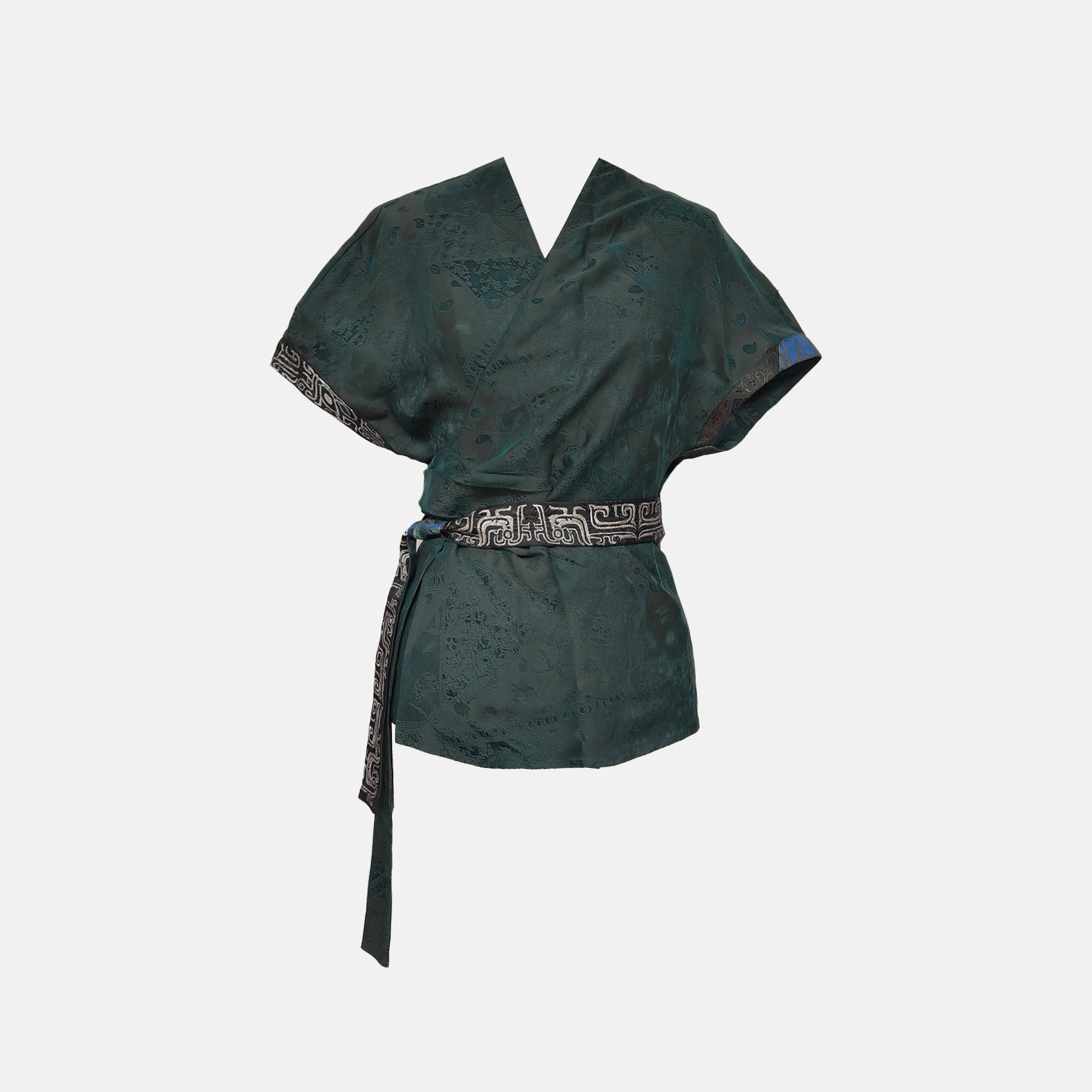 【古锦金辉】盘金绣拼接宋锦短袖上衣DB-Q250066