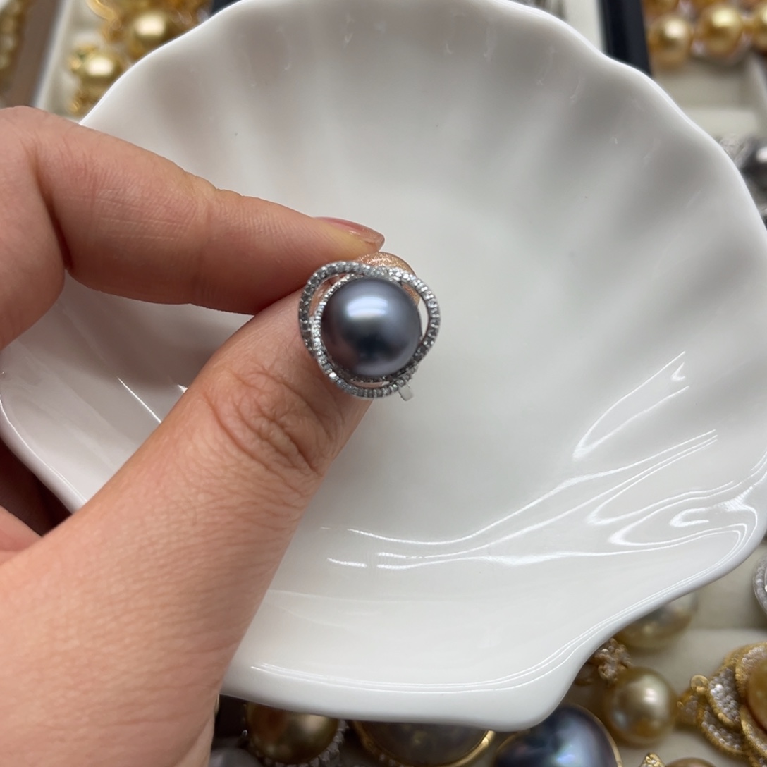 银S925镶嵌戒指海水珍珠