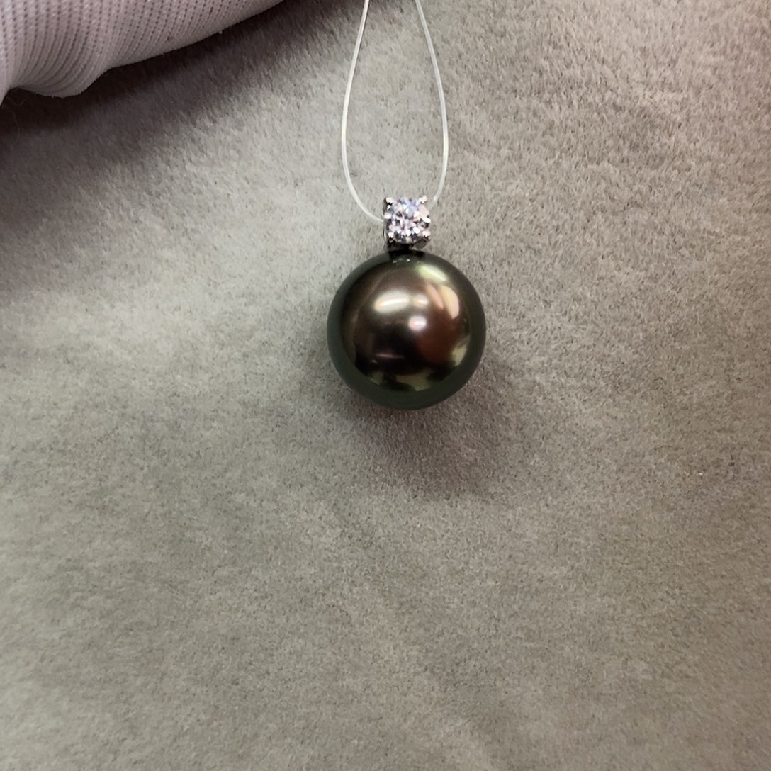 吊坠(不含链)18K金镶嵌海水珍珠10-11