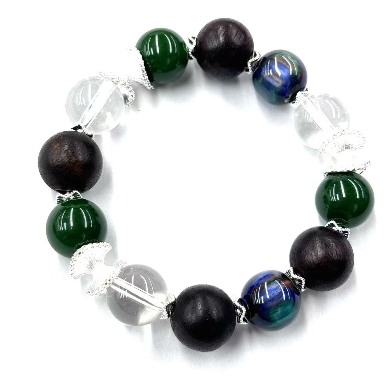 s1448-国风设计款原创DIY蓝针圆珠手串-石英质玉-赠礼盒