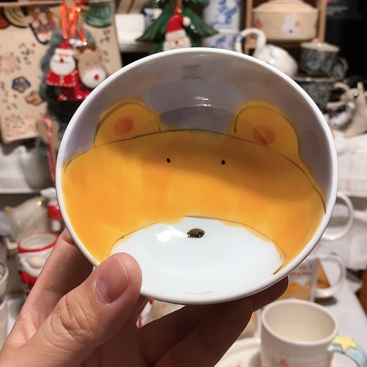 搪瓷米饭碗手绘熊