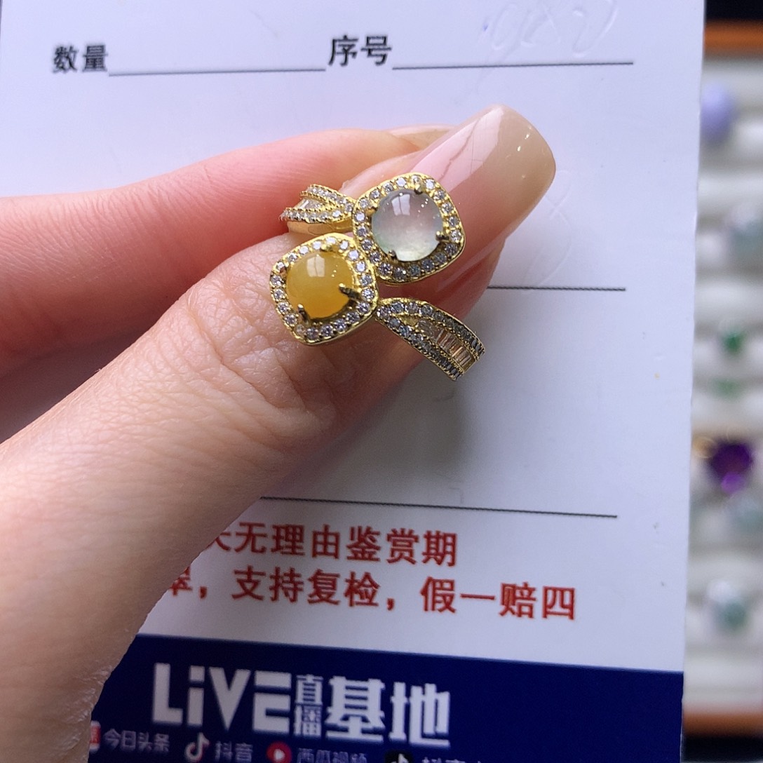 翡翠银S925镶嵌戒指58