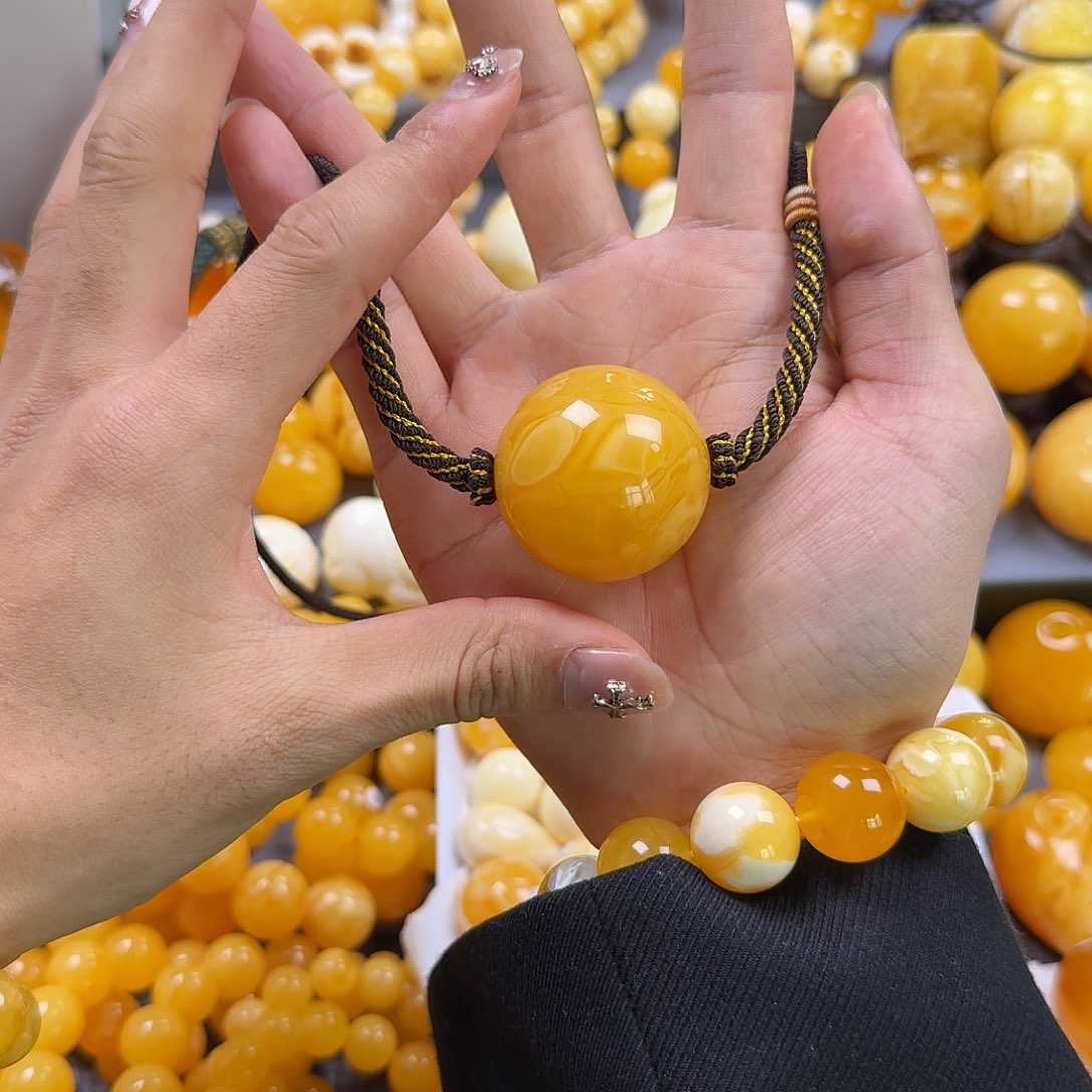 蜜蜡珠宝奇石未镶嵌锁骨36mm