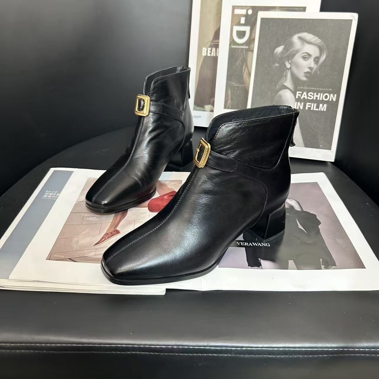 陈老板-牛皮3公分/复古经典真皮短靴女鞋百搭时尚秋冬靴子8358