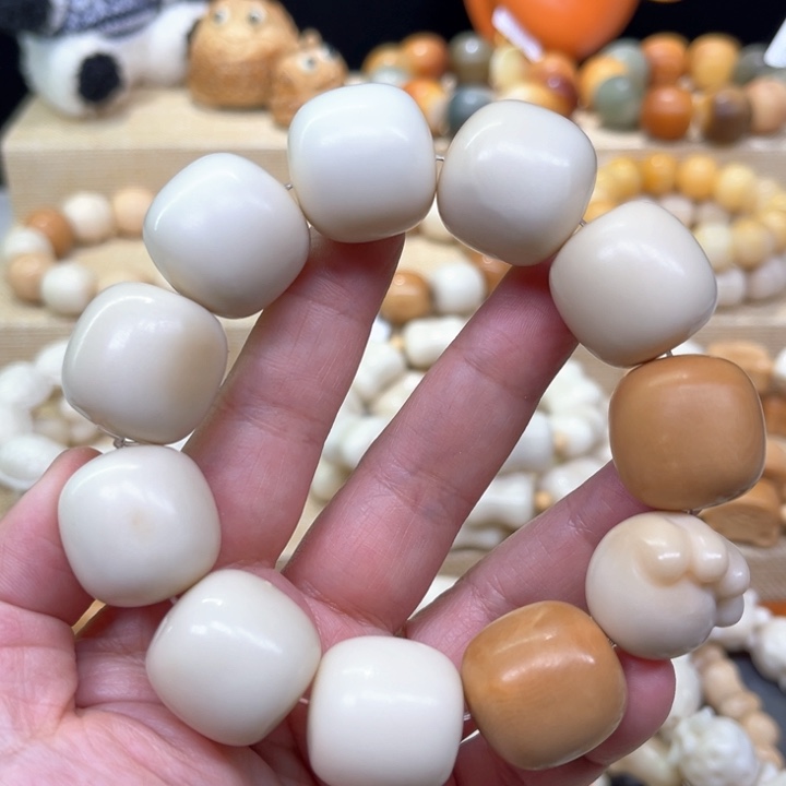 菩提根/象牙果手串象牙果大桶珠瑕1-22-35