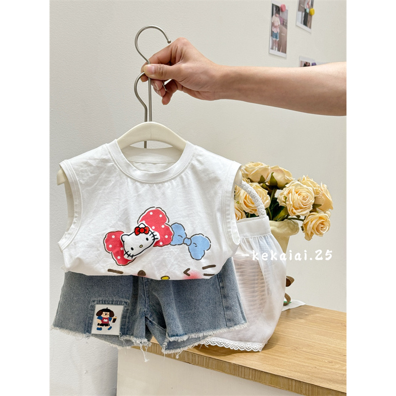 【乖萌KT】KKAA时尚品质独特洋气时髦女童装卡通KT背心爆款68502