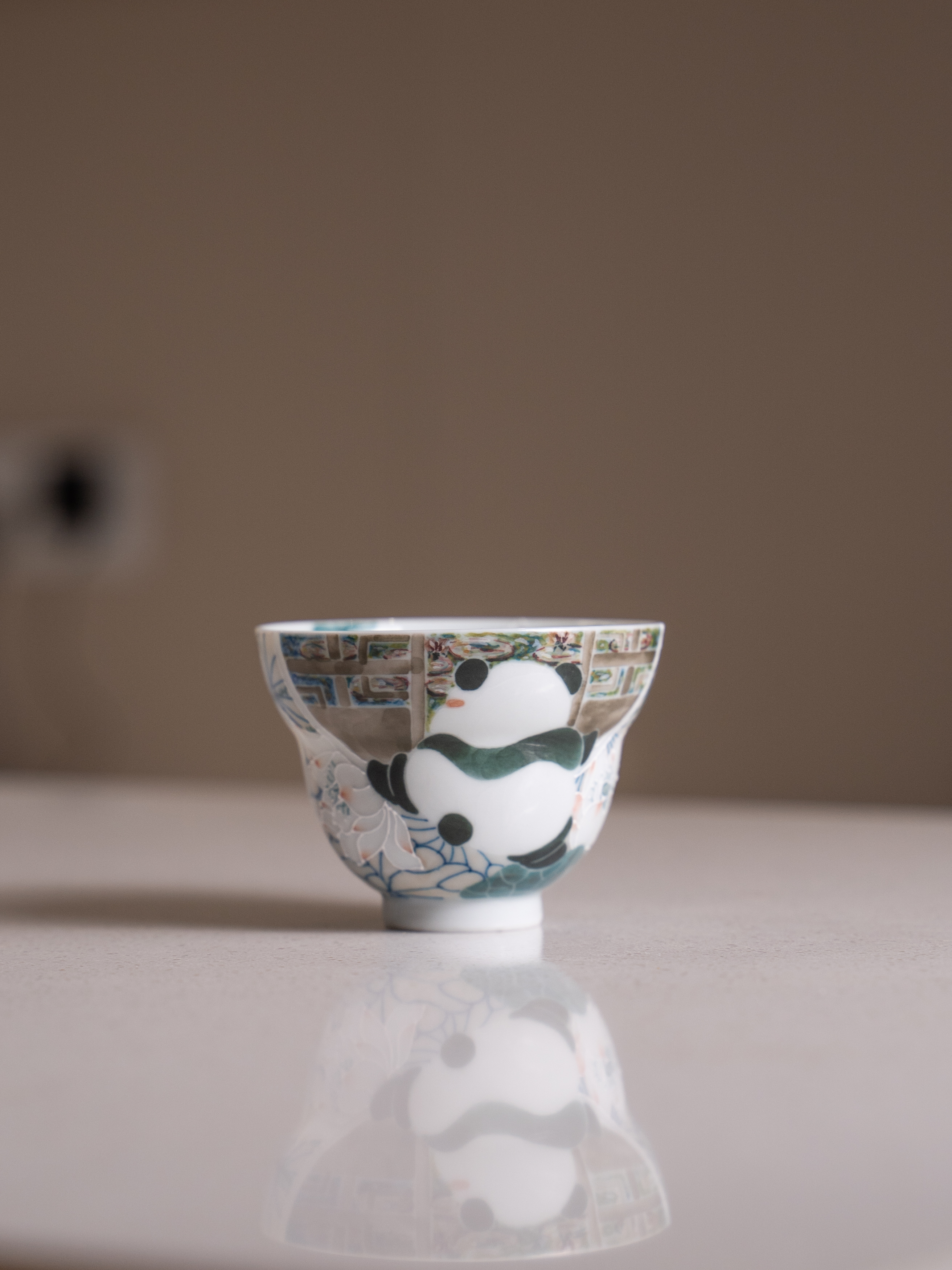 鱼几岁 | 爬窗熊猫青花荷花葫芦小杯