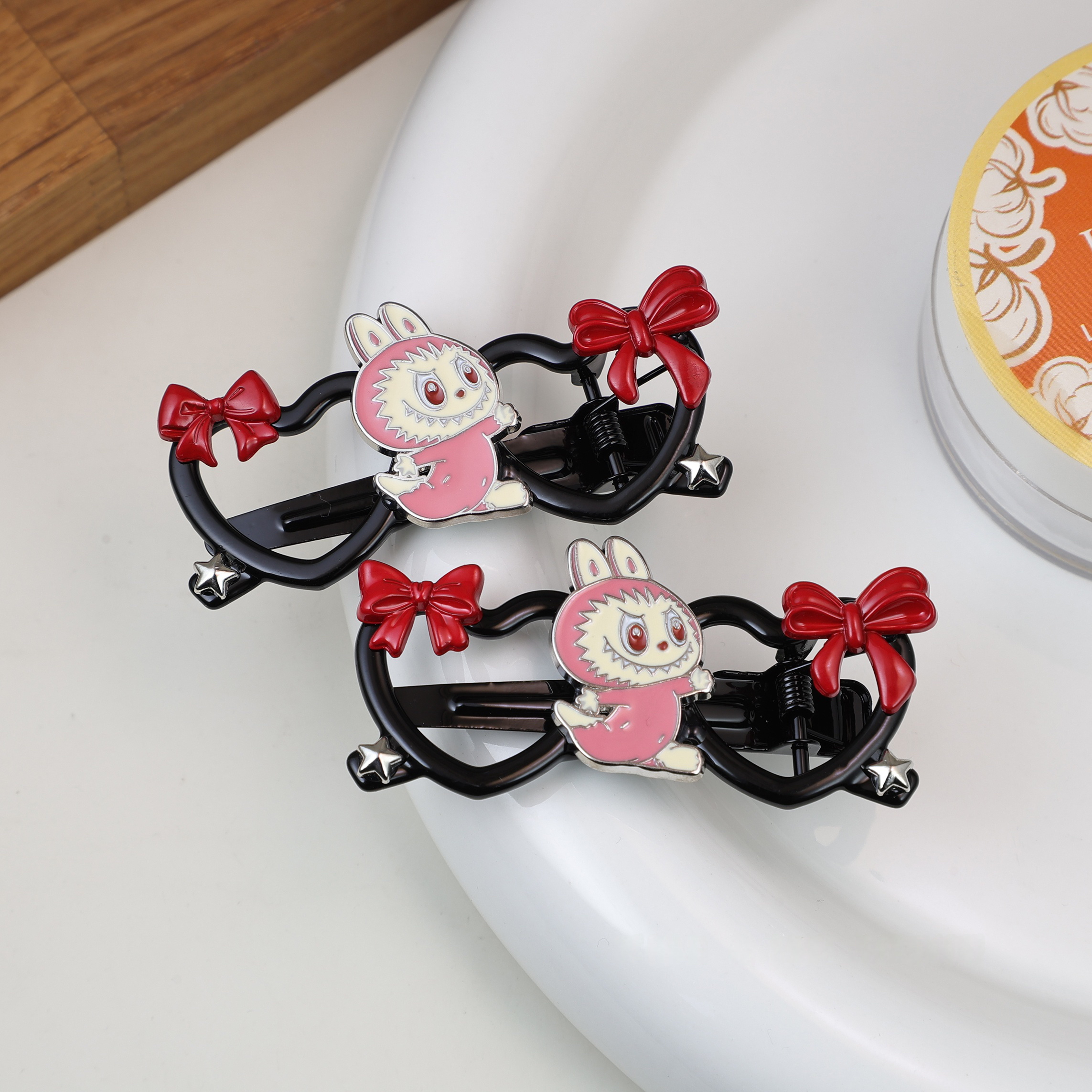 21664黑红蝴蝶结布布对夹