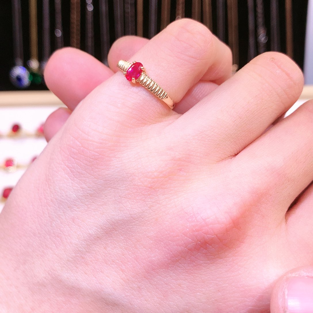 红宝石戒指银S925镶嵌