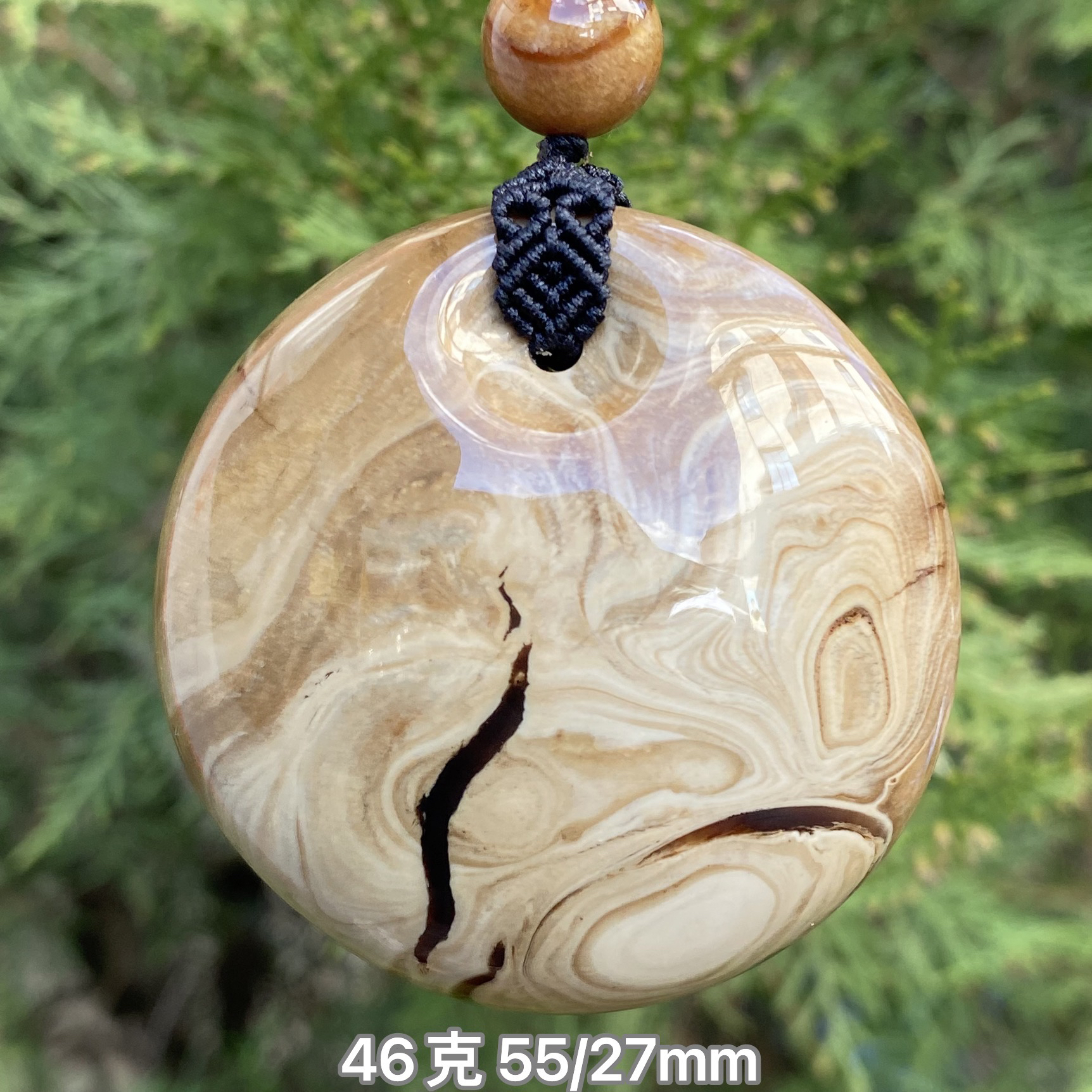 【小伊琥珀】46克白瓷花根双面花公主扣