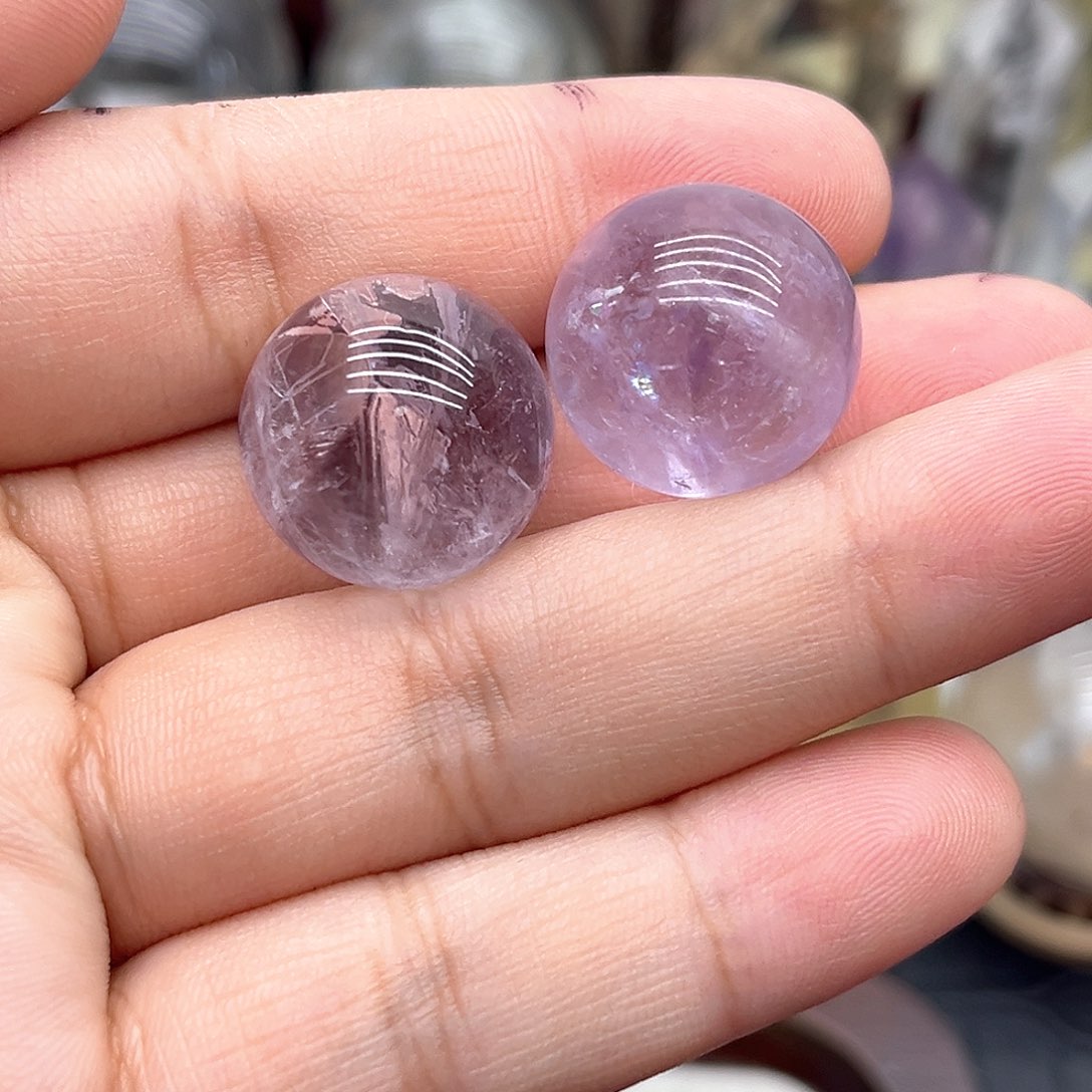 珠宝半成品未镶嵌水晶16 玻利维亚紫水晶球19mm/金字塔（两颗）