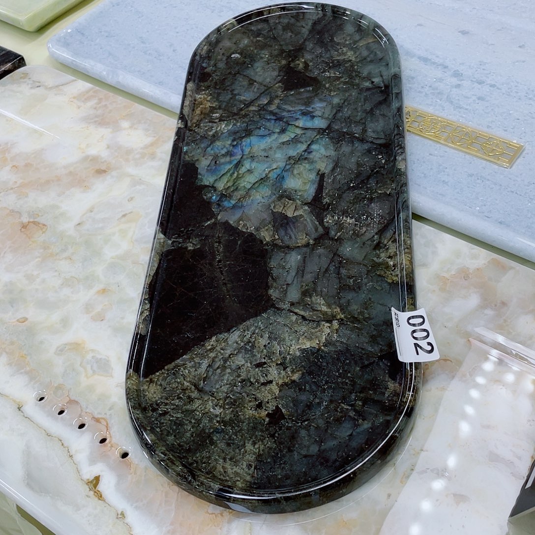 天然奢石蓝翡翠茶盘干泡53*20