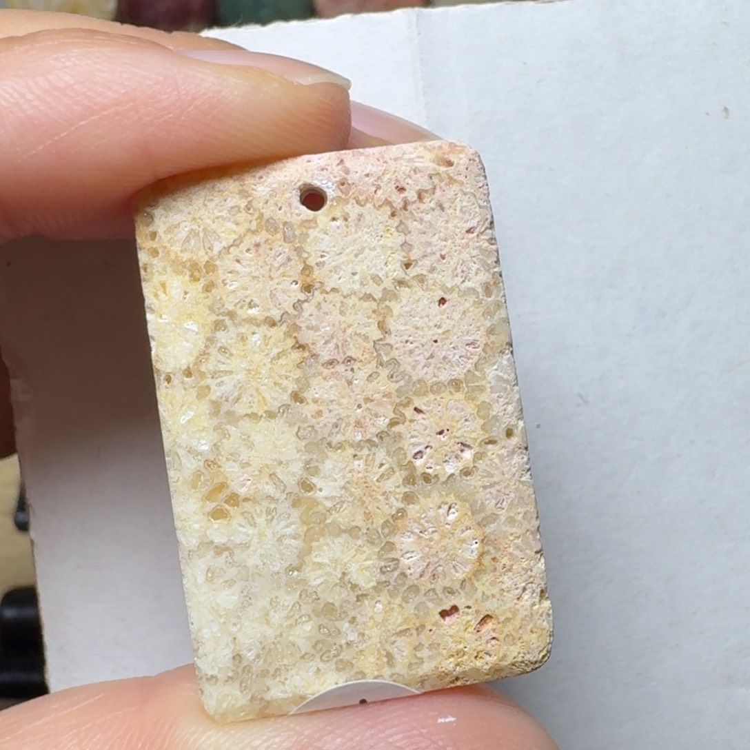 硅化玉黄粉骨骼花，好盘未镶嵌