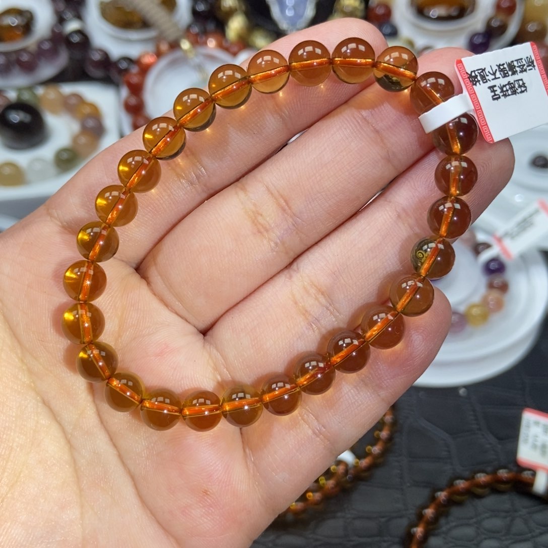 黄水晶手链7mm左右未镶嵌水晶