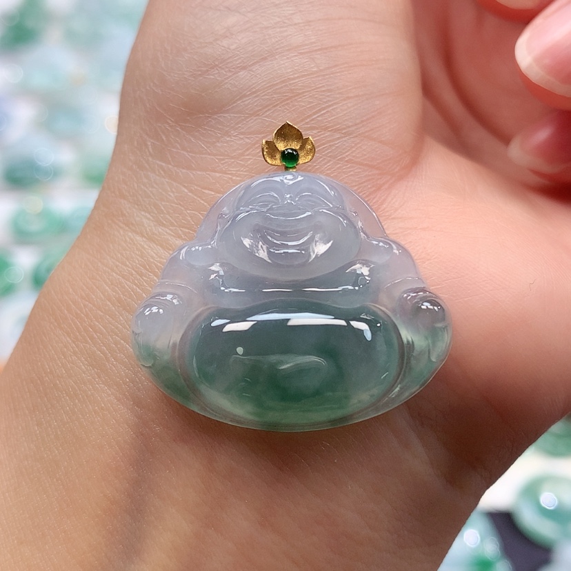 【闪购商品】翡翠18K金镶嵌吊坠(赠链)