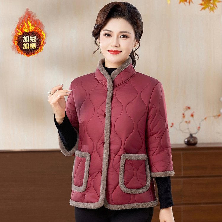 2025秋冬新款妈妈装立领加绒保暖棉衣中年棉服爆款棉袄保暖外套女