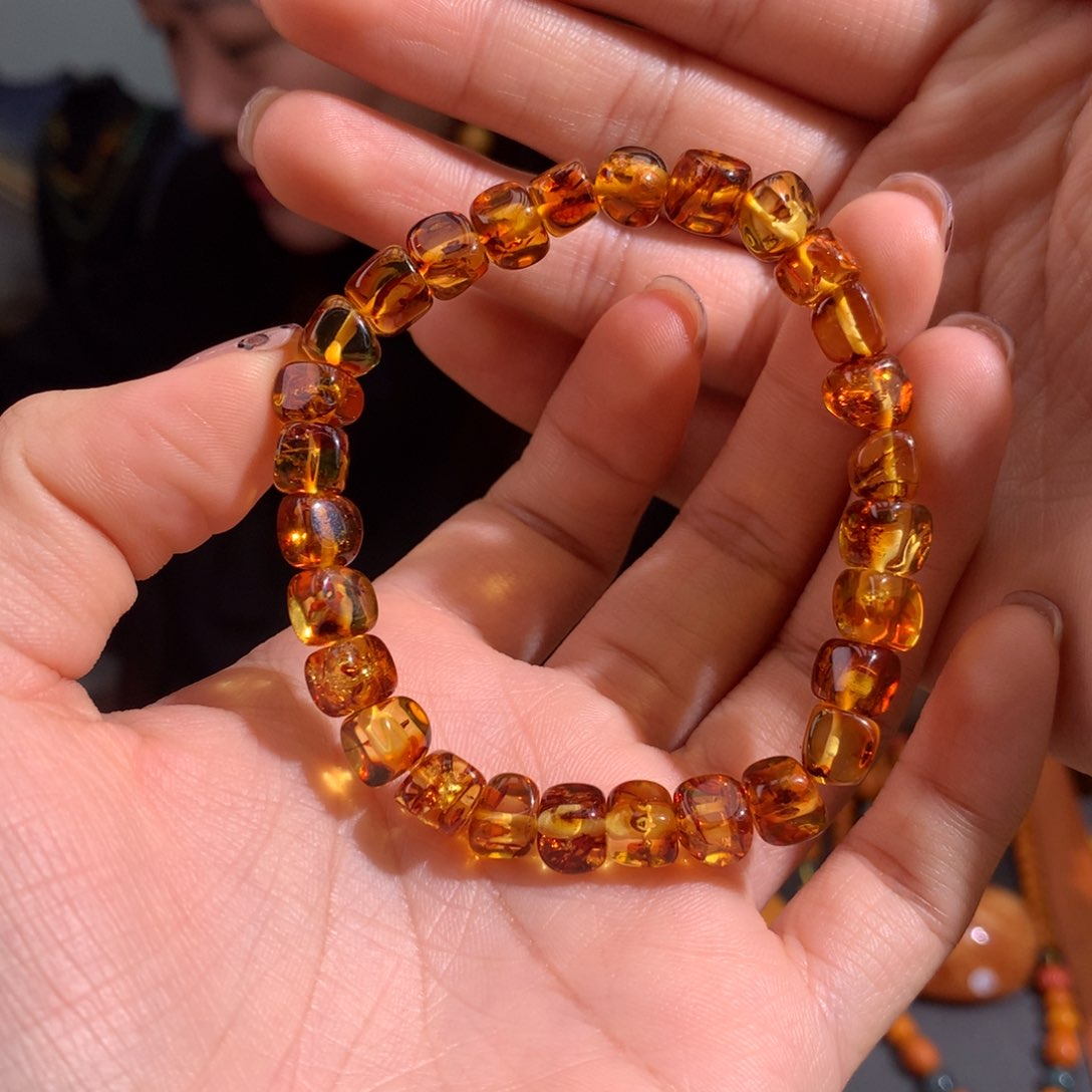 琥珀（花珀）手串未镶嵌天然