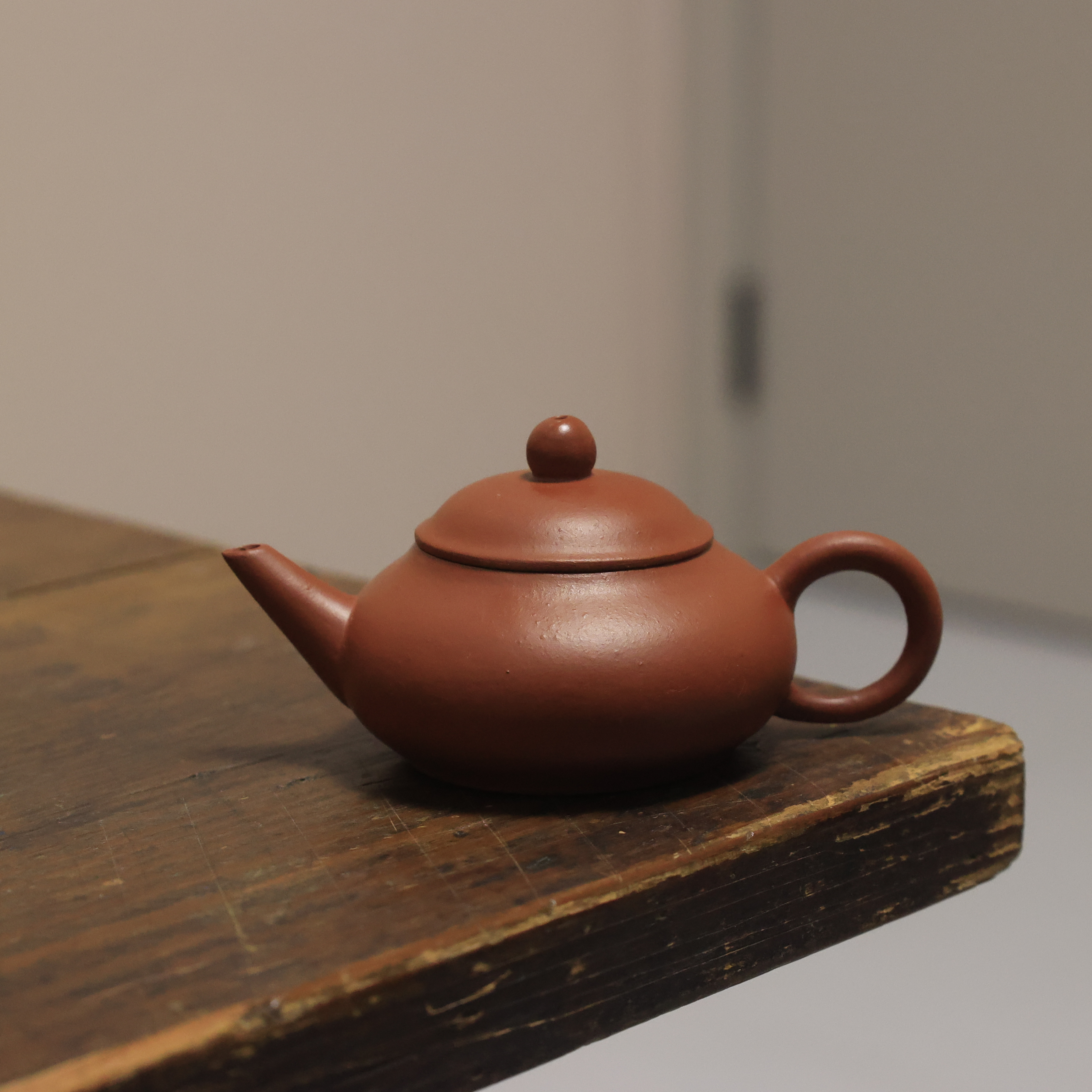 早期90年代厂期扁水平壶泥壶红泥同款紫砂壶60CC茶具小容量泡茶壶