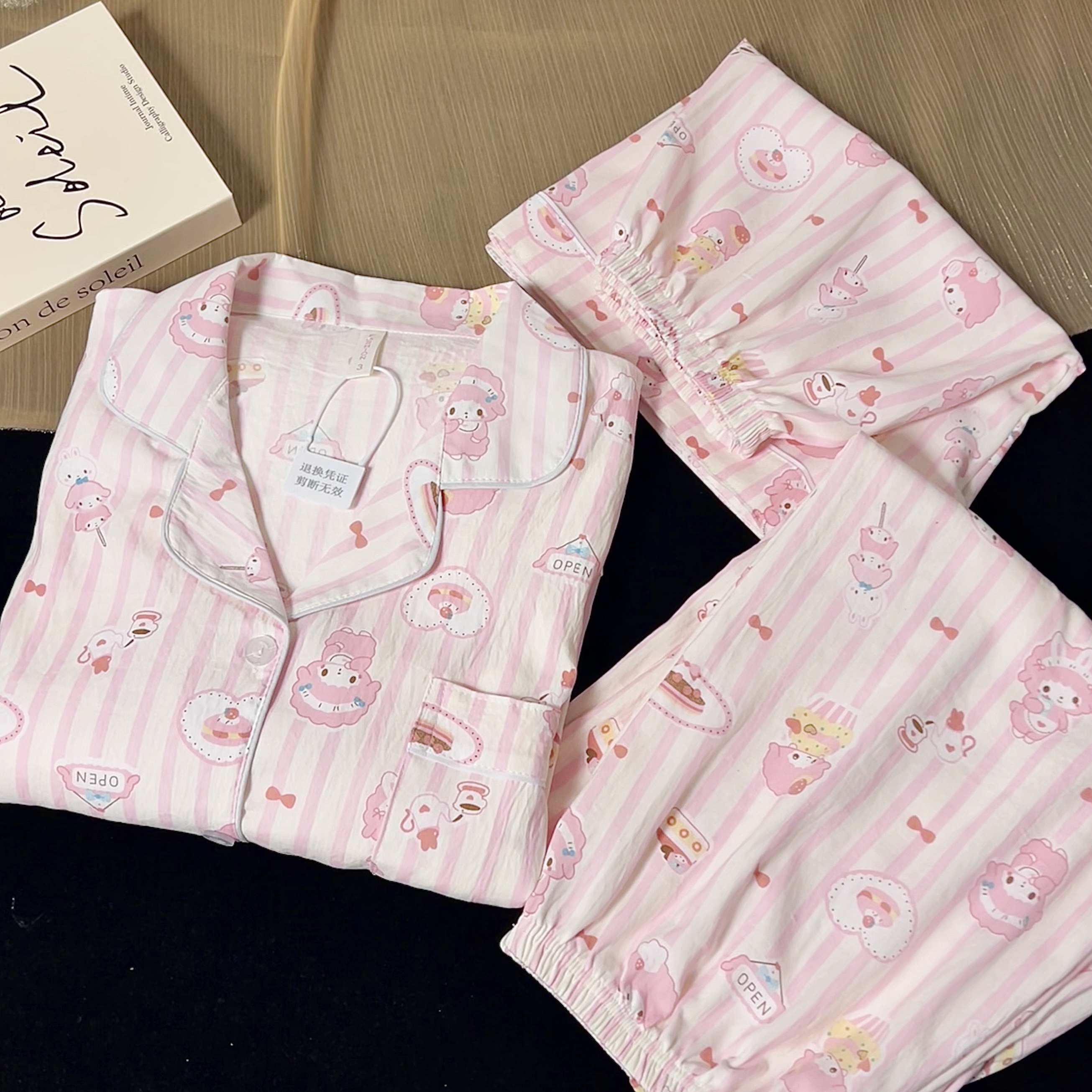 【小羊美乐蒂】ins少女风夏季云朵绵卡通睡衣短袖短裤三件套家居服