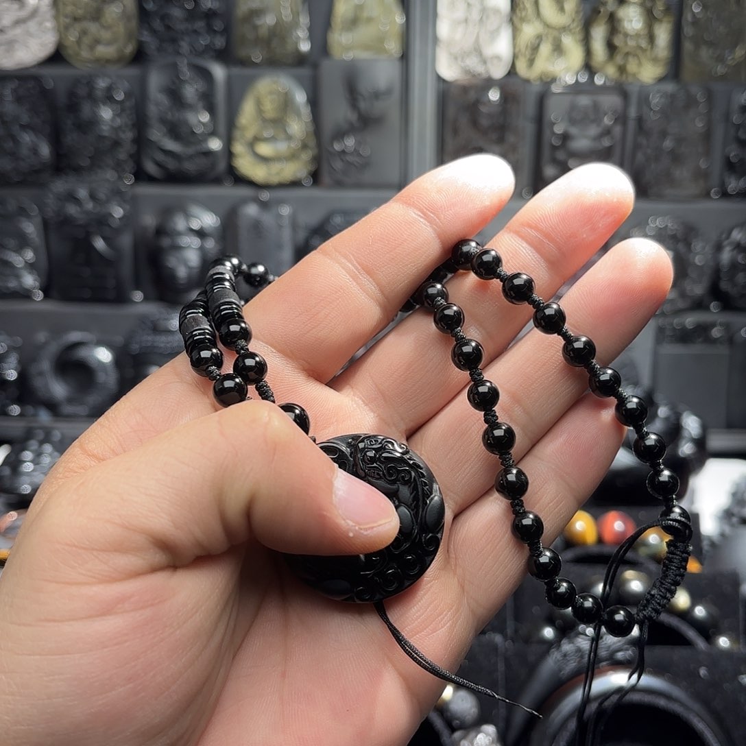 毛***尖黑曜岩未镶嵌手链