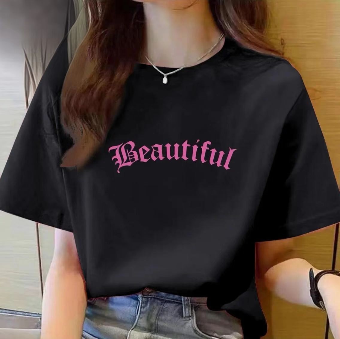 【100%纯棉】上新女款女士百搭潮流短袖t恤春夏圆领显瘦半袖