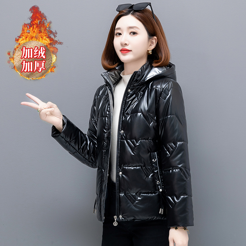 中老年棉服女连帽拉链款加厚纯色休闲