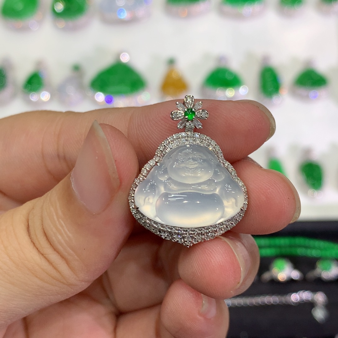 翡翠18K金镶嵌吊坠(不含链)吊坠