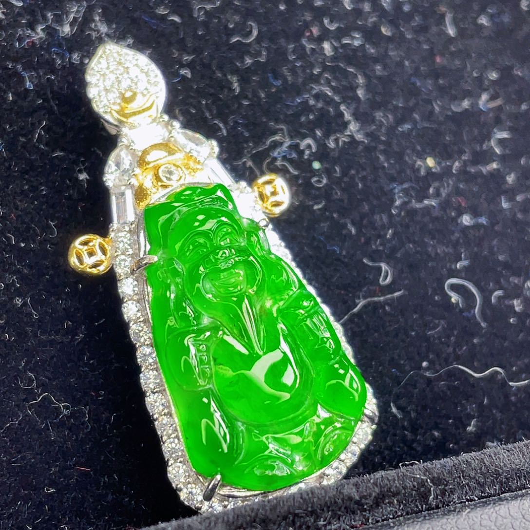 翡翠吊坠(不含链)银S925镶嵌