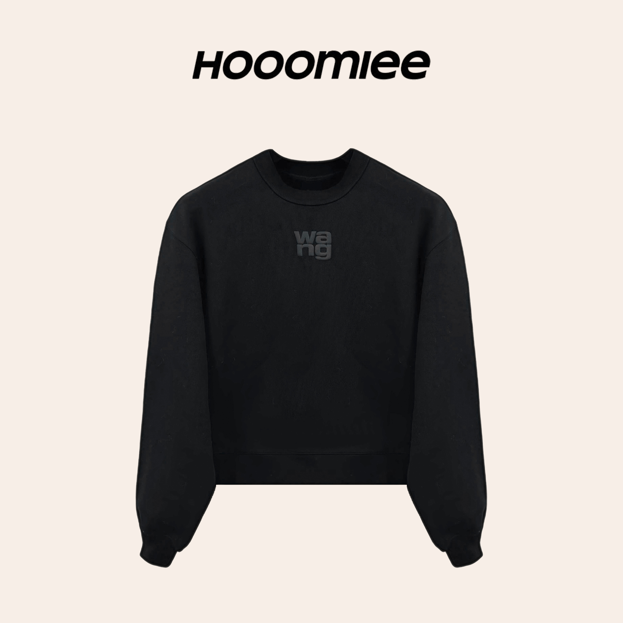 Hooomiee  立冬walk 黑色圆领套头长袖女士卫衣上衣HSZ25008