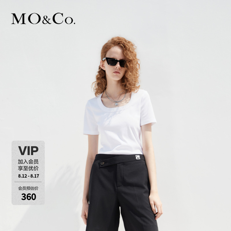 MOCO夏季简约U领原创胶章简约短袖T恤打底MBC2TEET11