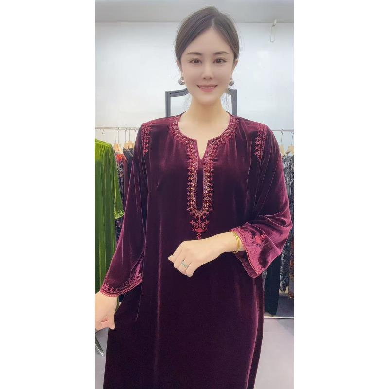 中老年桑蚕丝168裙子宽松大码女装时尚气质款