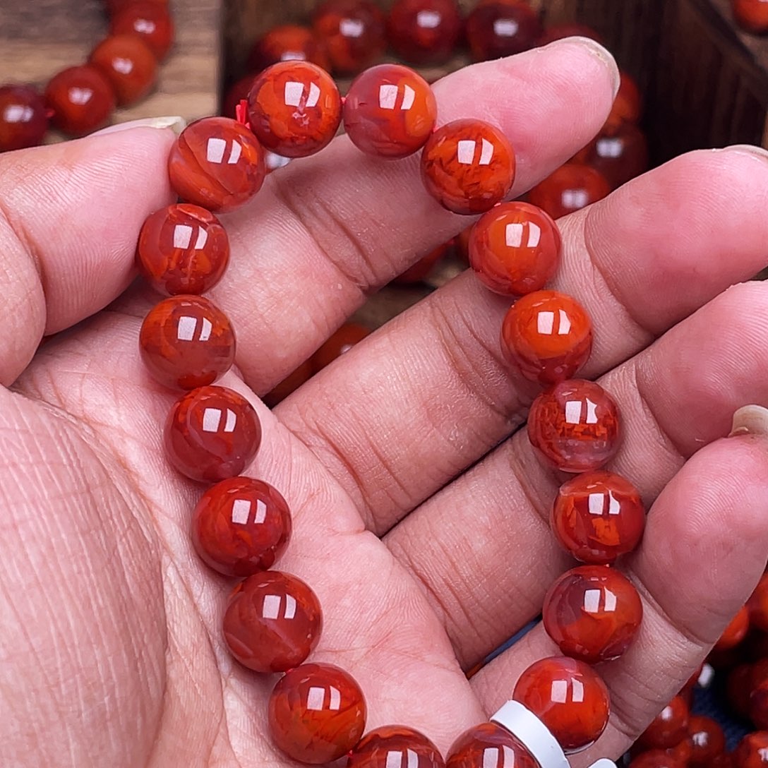 南红玛瑙未镶嵌手链南红瓦西卡11火焰