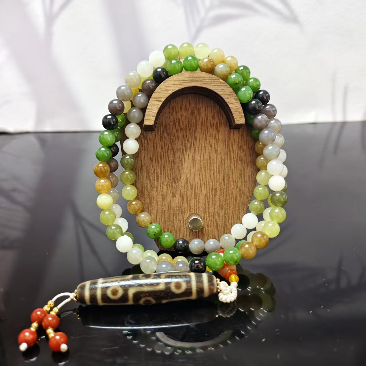 Z和田玉多宝圆珠项链（卡8）2676