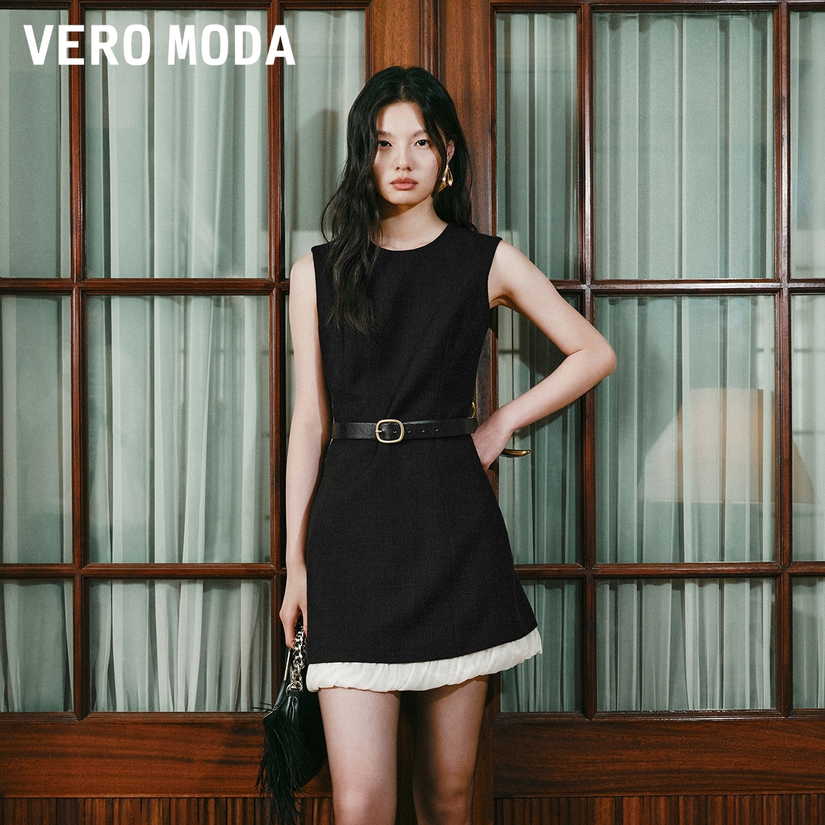 Vero Moda连衣裙2026春季新款含棉修身精致小香风连衣裙百搭显瘦