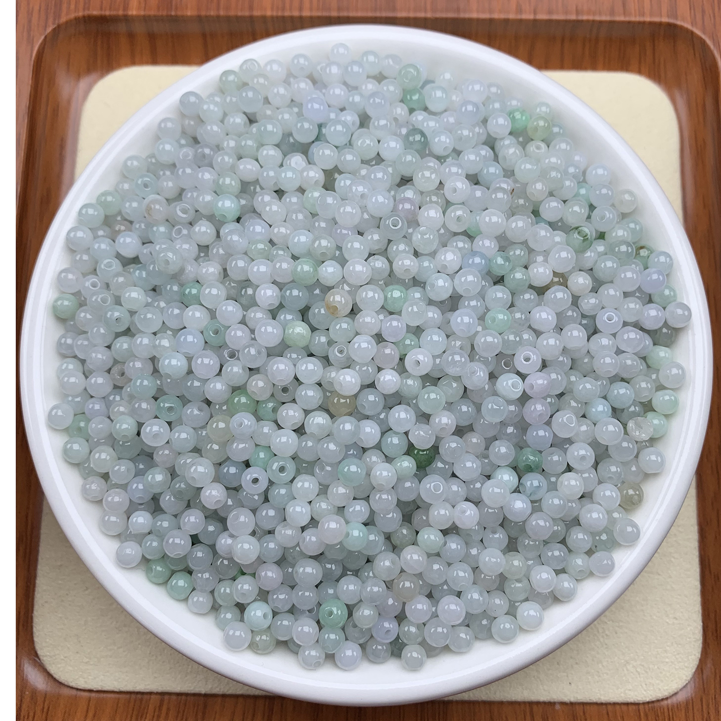 天然翡翠A货卡3+小米珠DIY手链项链60颗28元