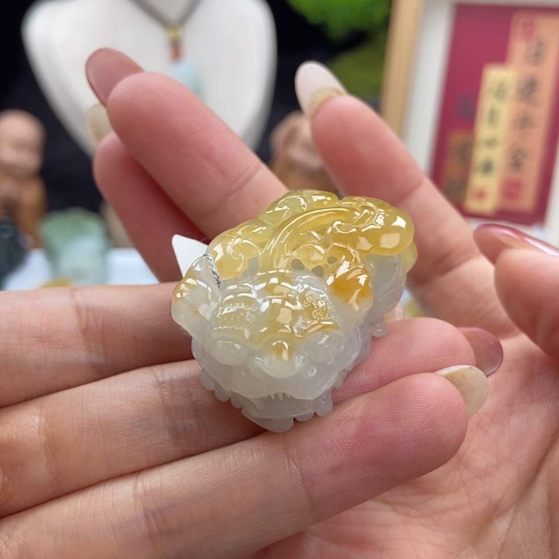 颈饰未镶嵌翡翠A12 黄金甲含珠如意貔貅
